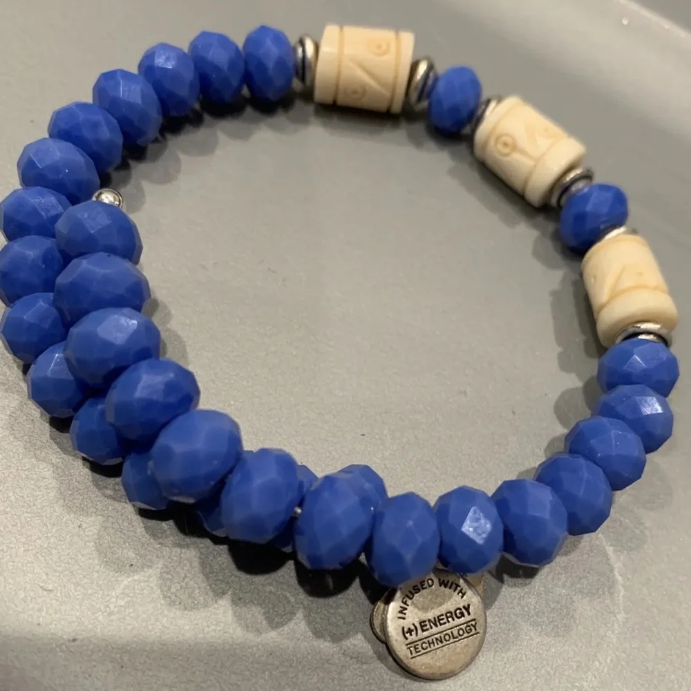 Alex and Ani Vintage 66 Navy & Silver Women’s Beaded Deep Sea Wrap Bracelet